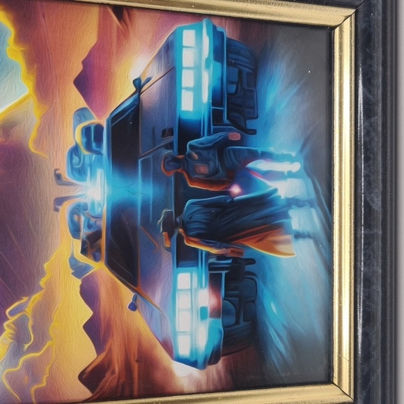 Back To The Future Delorean‎ Fantasy Art Framed 5x7 Print - Picture 2 of 7
